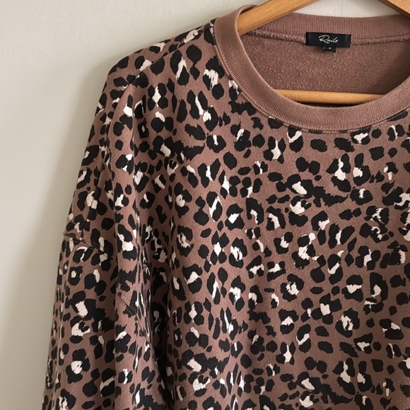 Rails Sweatshirt Size small Reeves Leopard Pullover Crewneck Terry Raw Hem - Picture 4 of 7